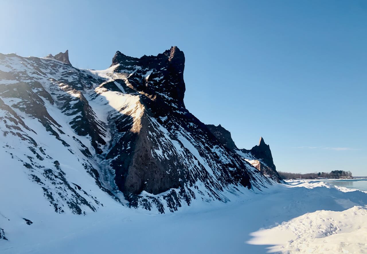Chimney Bluffs State Park in winter